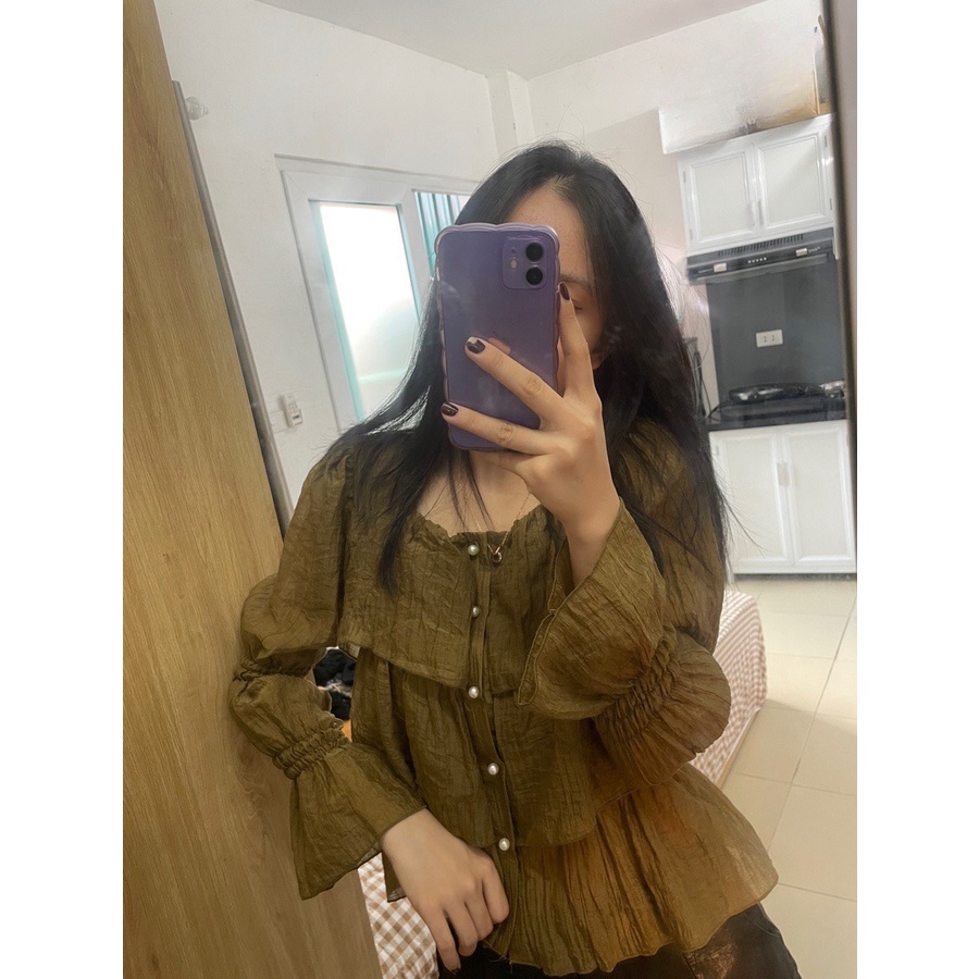 Áo Tơ Bèo Tiểu Thư Cổ Vuông - Sarang Clothing