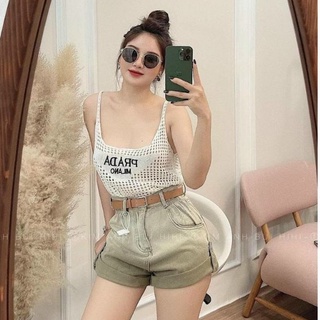 Quần short jean nữ khuy cài gập gấu loang màu mẫu mới 2022