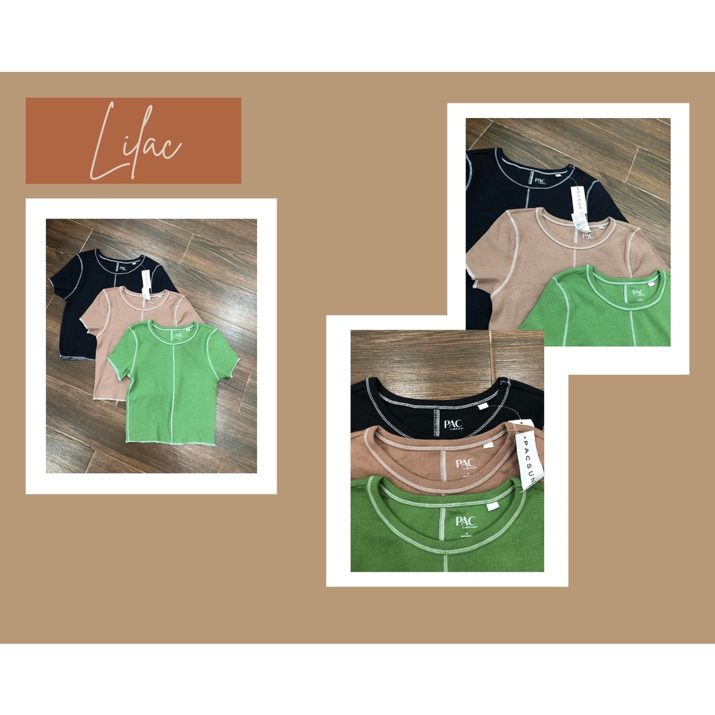 Áo Thun Pacsun Gân Nhỏ Viền Chỉ Nổi - LILAC
