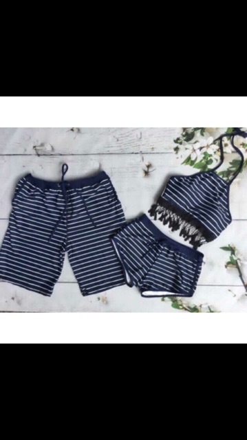 Đồ bơi cặp thun lạnh sọc đen | BigBuy360 - bigbuy360.vn