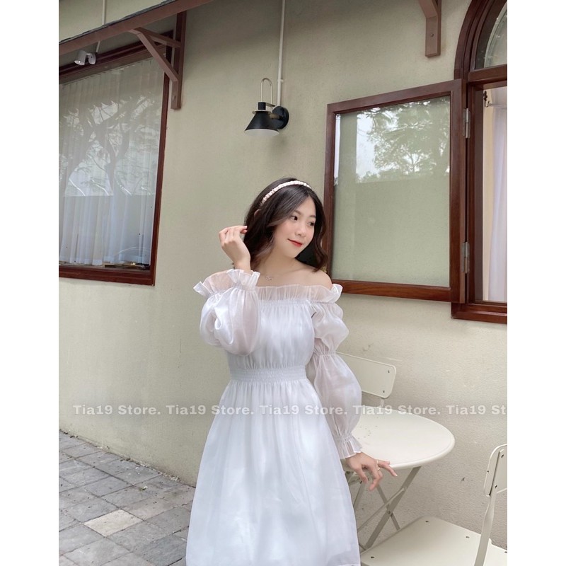 Váy trễ vai bo tay . Đầm trễ vai ( Ảnh Thật Tia19 chụp) | BigBuy360 - bigbuy360.vn