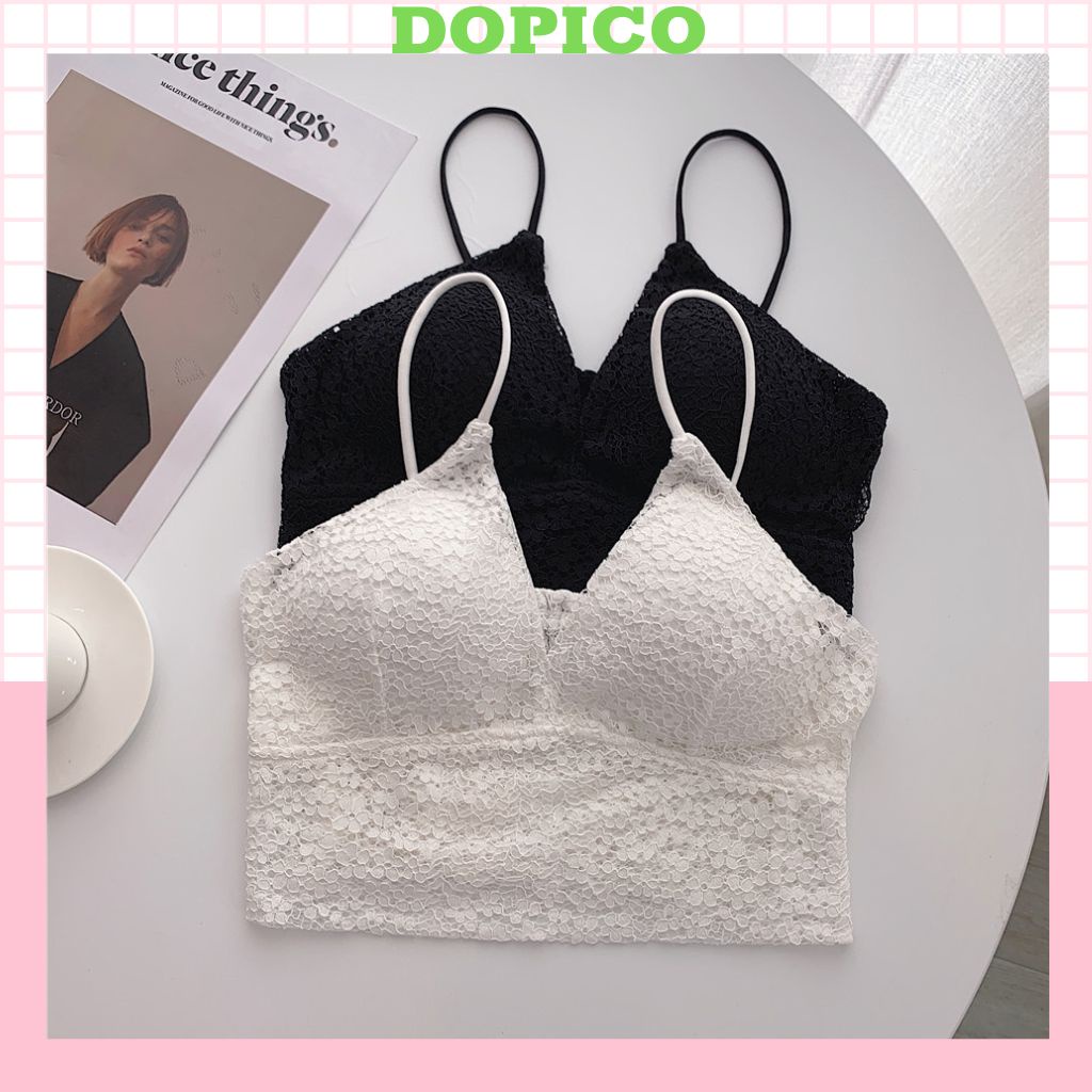 Áo bra nữ ren hoa 2 dây phong cách croptop đẹp dễ thương và quyến rũ DOPICO B2792