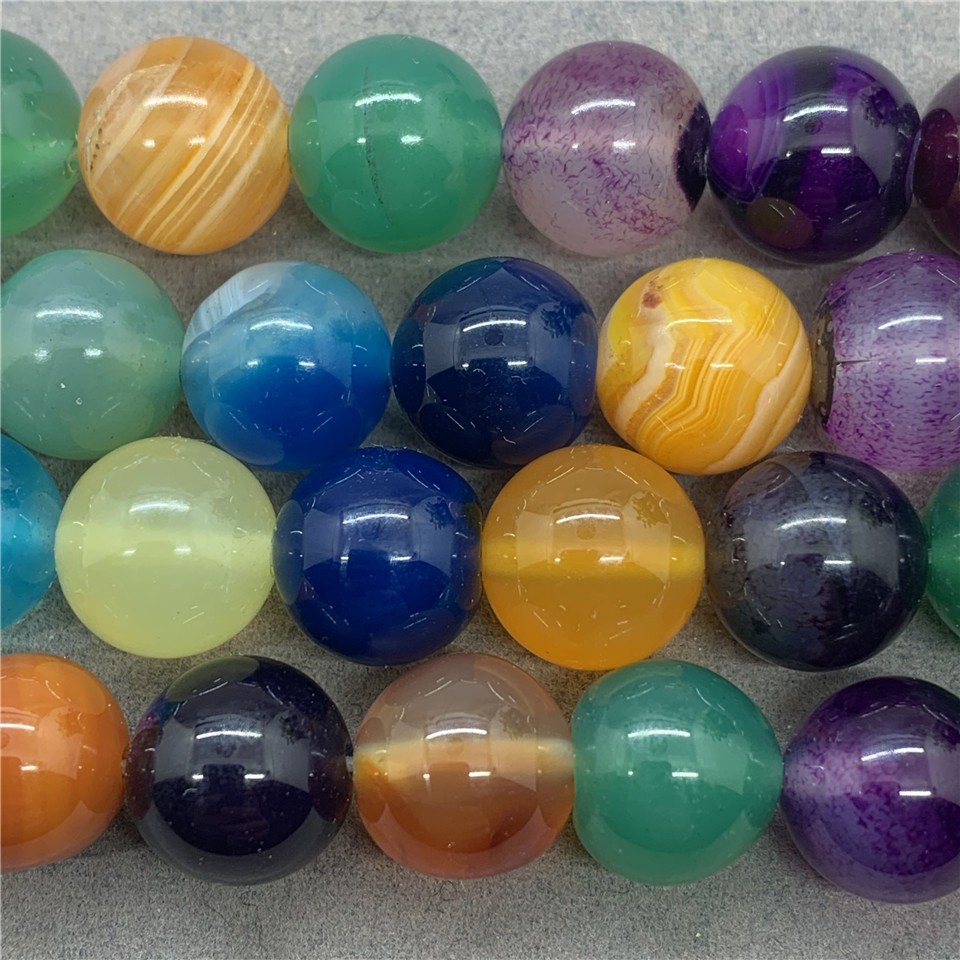 Chuỗi Hạt Đá Mã Não Nhiều Màu 4-12mm Tự Nhiên Dùng Làm Vòng Tay diy