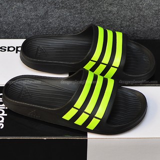 DÉP ADIDAS DURAMO CHÍNH HÃNG MÀU ĐEN SỌC XANH LÁ