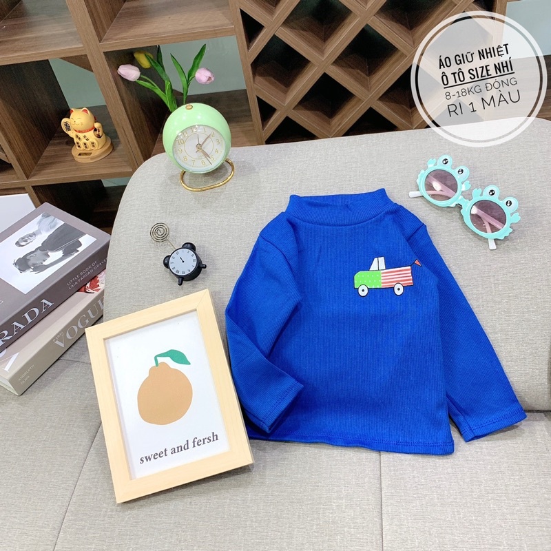 Áo giữ nhiệt 3p in hình ô tô ngộ nghĩnh cho bé trai, chất len tăm Thu Đông 2022