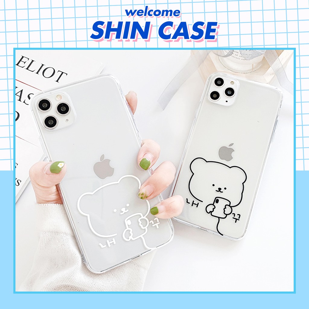 Ốp lưng iphone Gấu Selfie viền trong chống ố 6/6plus/6s/6splus/7/7plus/8/8plus/x/xr/xs/11/12/13/pro/max/plus/promax