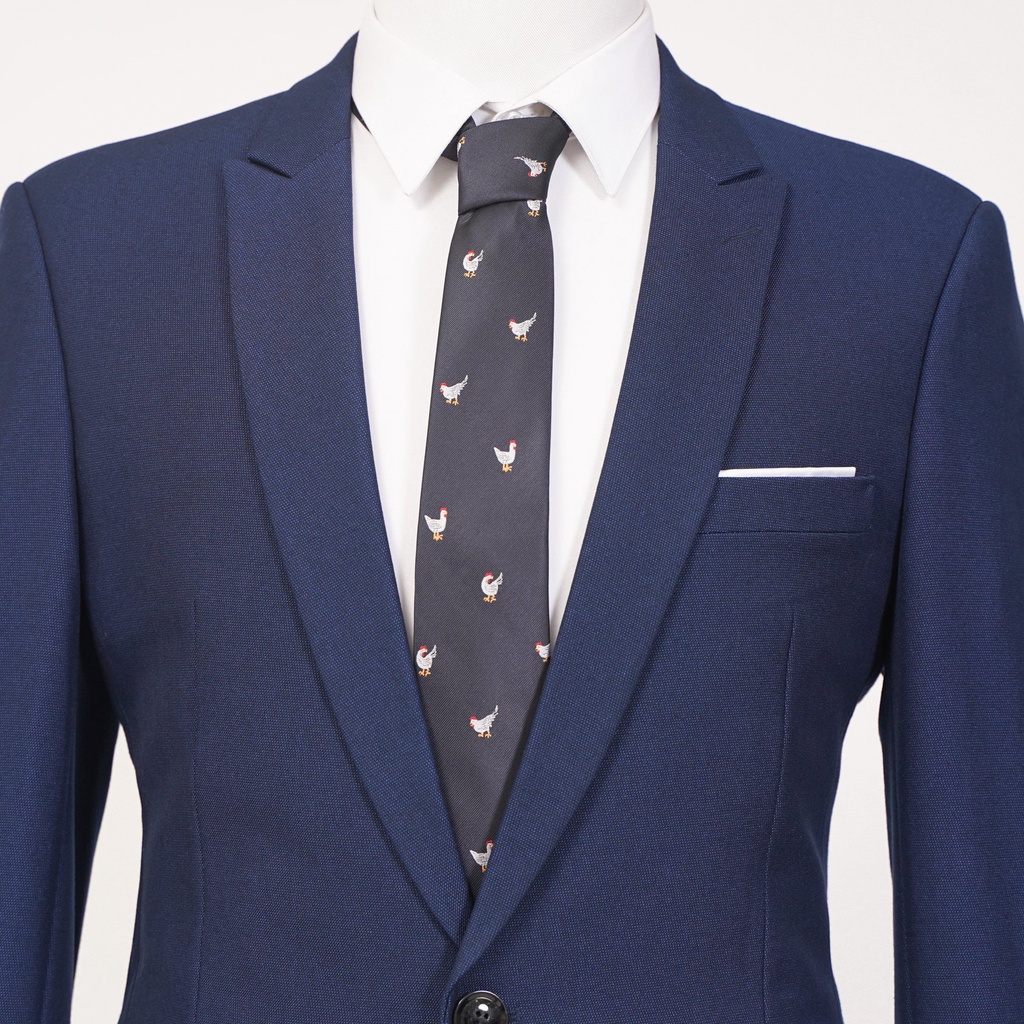 Áo vest nam xanh cổ vịt 1 khuy 2 túi công sở chất liệu cao cấp dày dặn The Suits House