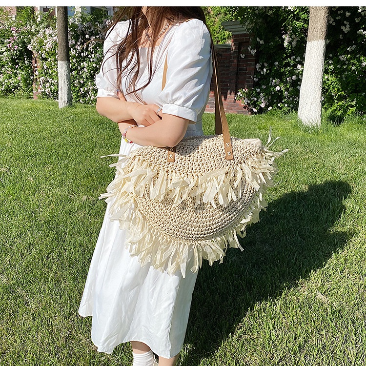 Túi Đeo Vai Đan Rơm Dung Tích Lớn Thời Trang Cho Nữ