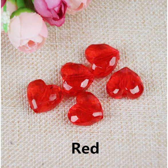 Bộ 10 Hạt Charm Trong Suốt Hình Trái Tim Dùng Làm Trang Sức DIY