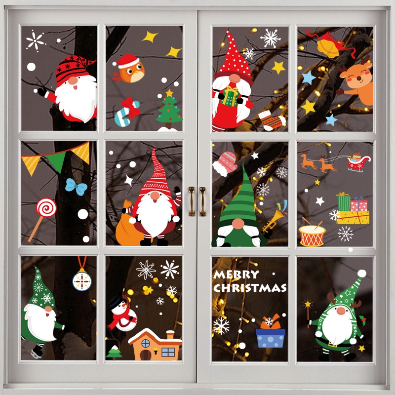 Nhãn dán họa tiết ông già noel/tuần lộc trang trí cửa sổ/giáng sinh/năm mới