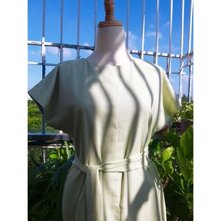 D004- ĐẦM SUÔNG CHÂN VÁY SO LE 2 KIỂU MẶC, KÈM BELT, LINEN XANH MINT