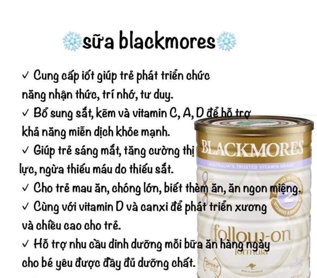 SỮA BLACKMORE - BLACKMORES ÚC MẪU MỚI SỐ 1,2,3 - HỘP 900gr