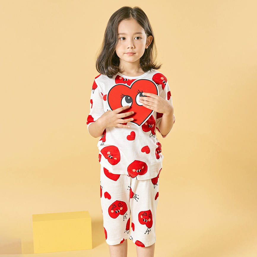 Đồ bộ lửng quần áo thun cotton giấy mặc nhà mùa hè cho bé gái Unifriend Hàn Quốc U2014