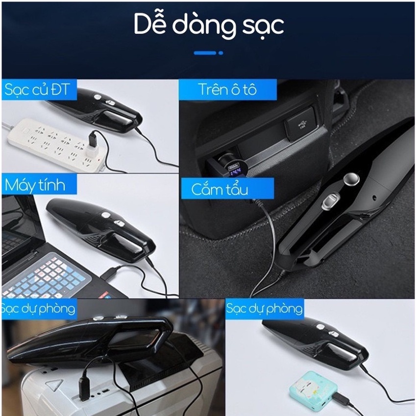 Máy hút bụi không dây cầm tay hút bụi ô tô và gia đình lực hút mạnh X2001Cs