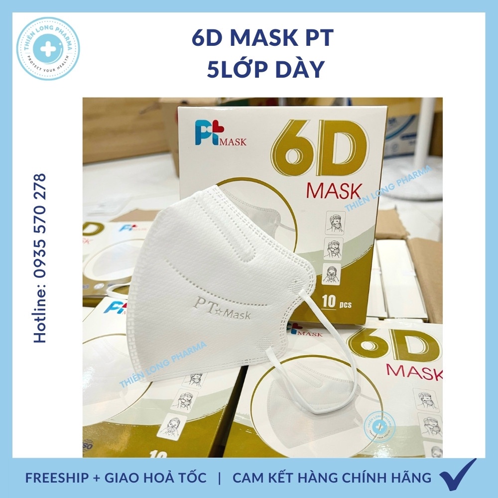 [HỘP 10 CÁI] Khẩu trang 6D MASK PT chính hãng, kháng khuẩn chống bụi siêu mịn