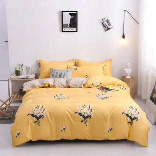 set chăn ga poly cotton bó hoa cúc vàng