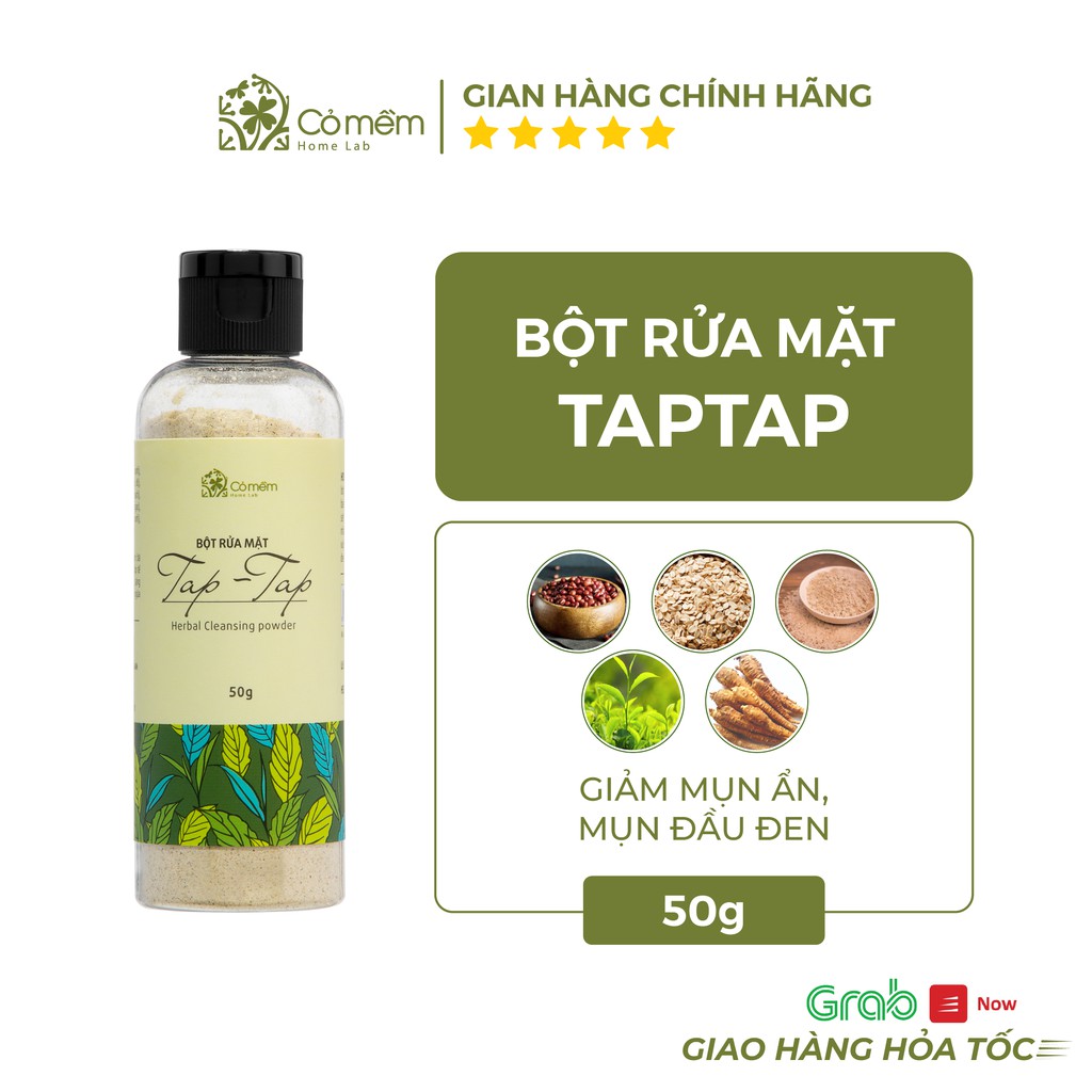 Bột Rửa Mặt Taptap Giảm Mụn Ẩn Mụn Đầu Đen Cỏ Mềm 50g Mới 100%.Bảo hành 6 tháng