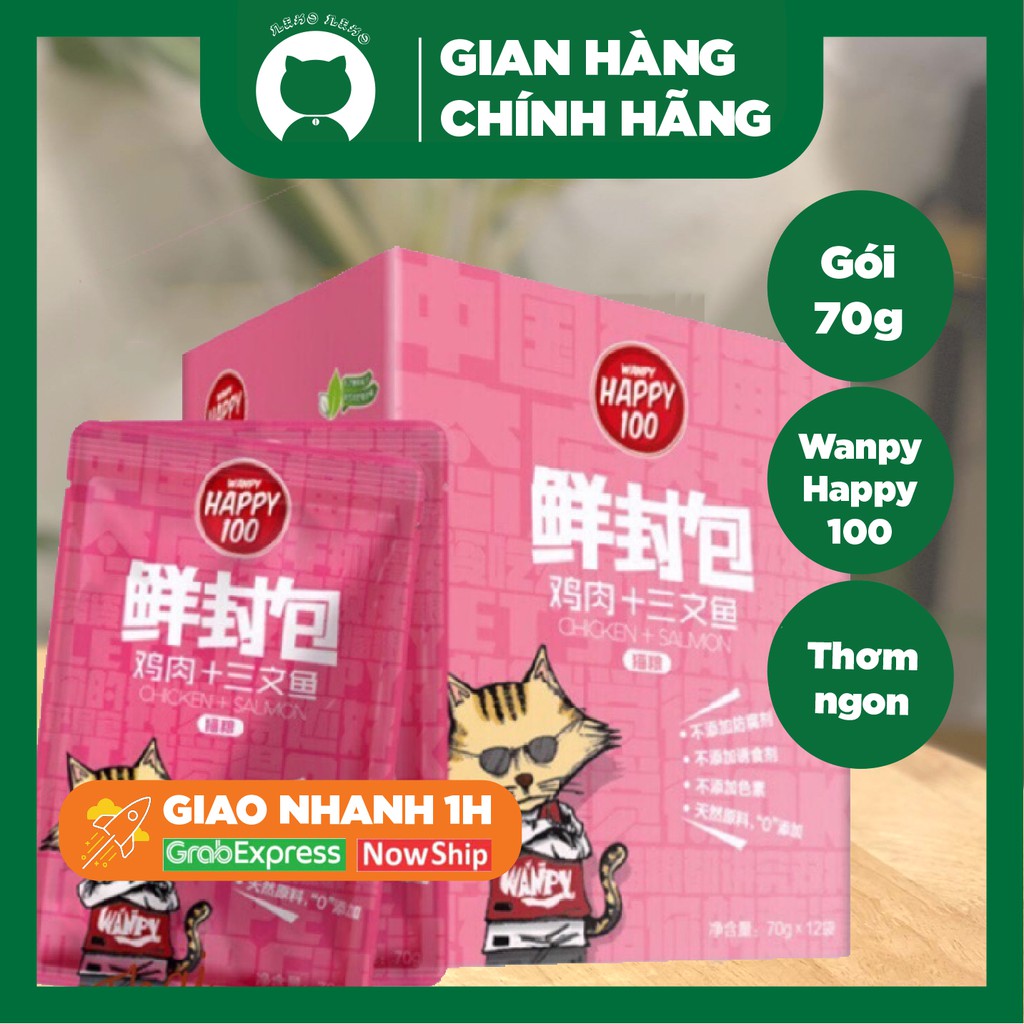 Thức ăn ướt cho mèo Pate Wanpy Happy 100 gói 70g thơm ngon dinh dưỡng