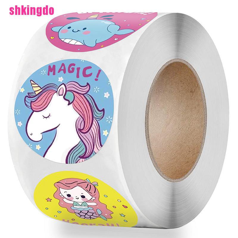 Cuộn 500 miếng dán họa tiết động vật dễ thương kích thước 1 inch trang trí hộp đồ chơi trẻ em