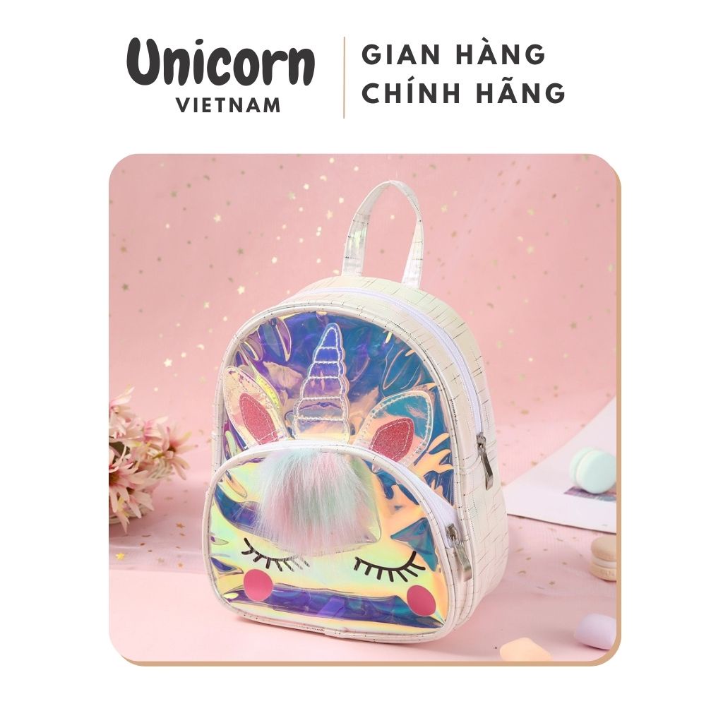 Balo túi nữ đi học giá rẻ da bóng kỳ lân cute dễ thương Unicorn Vietnam