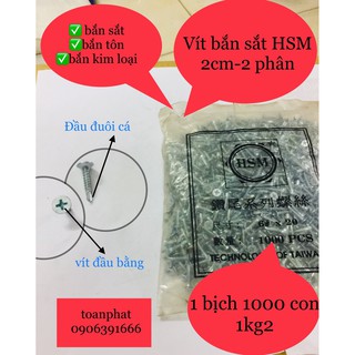 100g vít đầu dù, đuôi cá tự khoan SONG LONG đủ size 1,3-1,6-1,9-2,5-3-4 cm