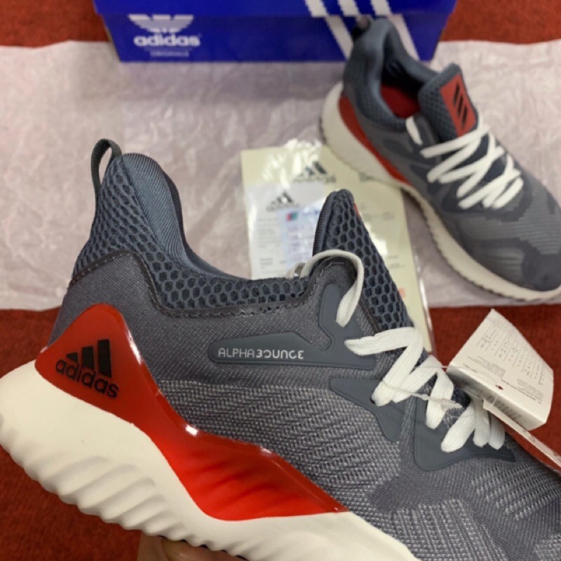 (Zuno Sneaker) Giày Adidas Alphabounce xám đỏ nam nữ