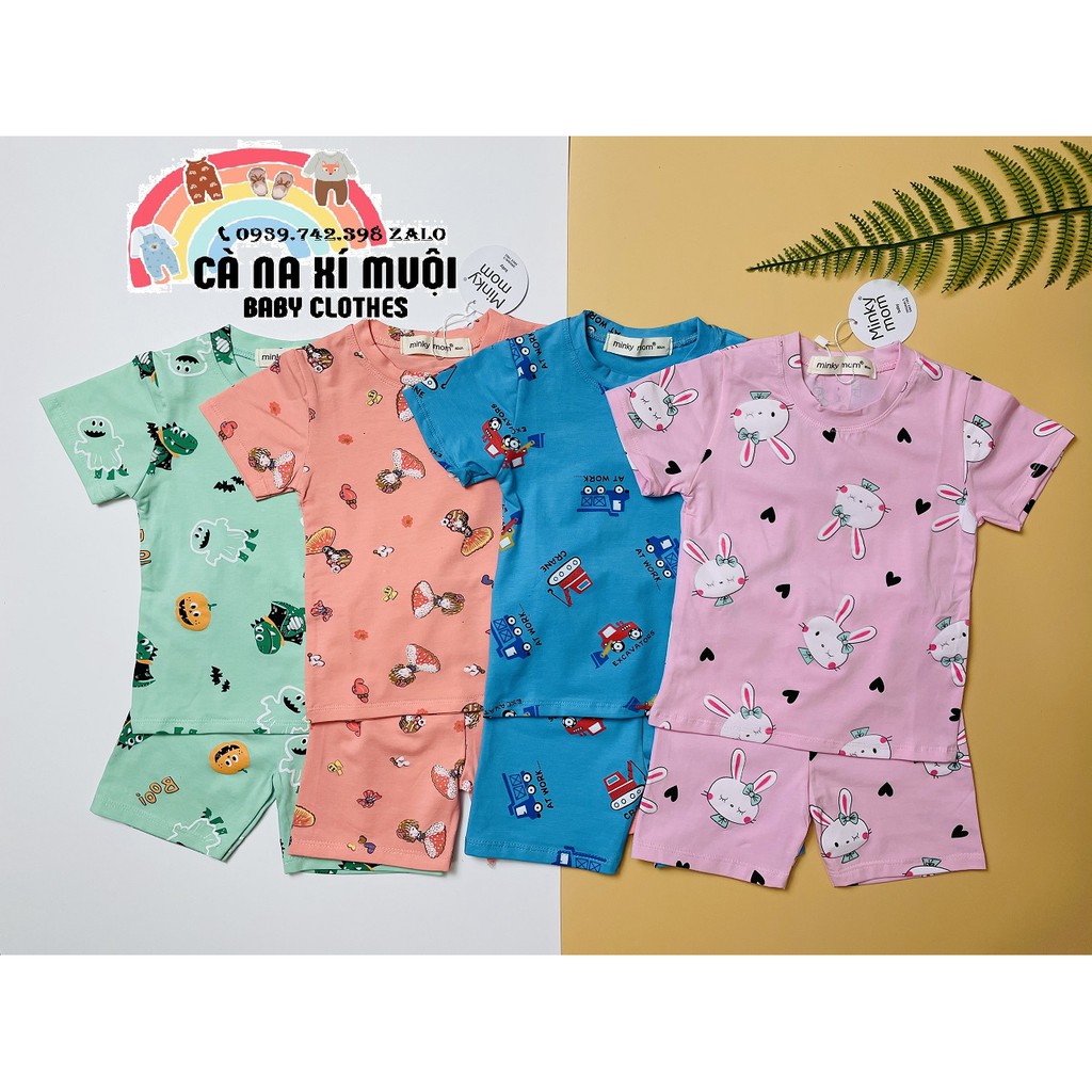 Bộ ngắn tay #Minky-mom vải cotton Họa Tiết Dể Thương cho Bé