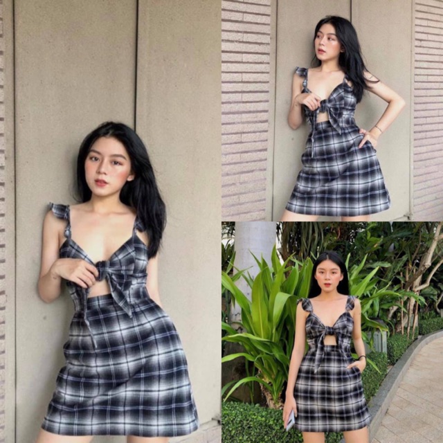 ĐẦM 2 DÂY CARO ĐỘC LẠ - ĐẦM LUCIA DRESS