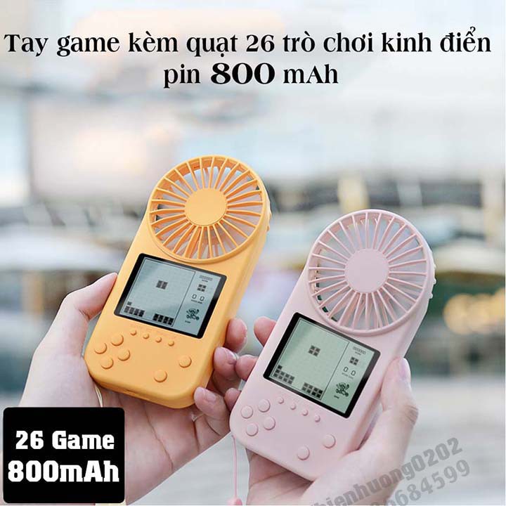 Máy chơi game kèm quạt gamefan f2 , Máy chơi game cầm tay 26 game dung lượng pin 800mAh