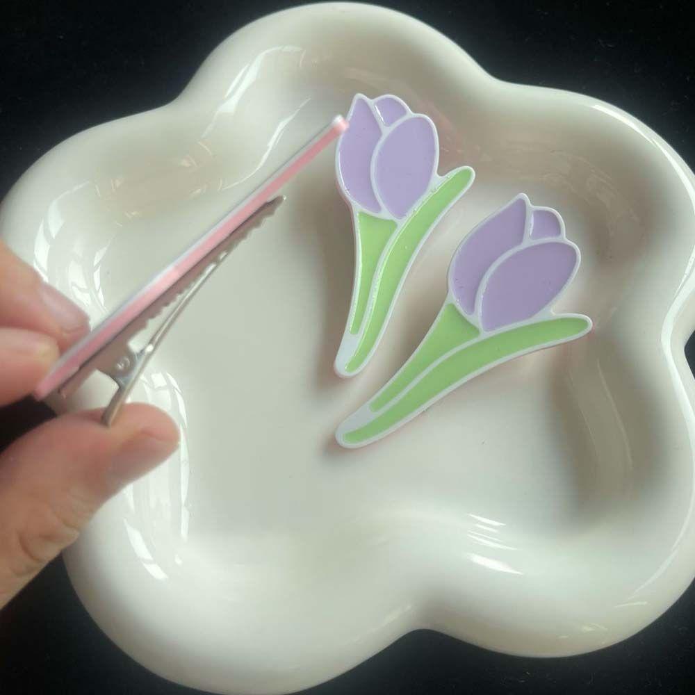 Kẹp Tóc Hoa Tulip Màu Tím Ngọt Ngào Cho Nữ