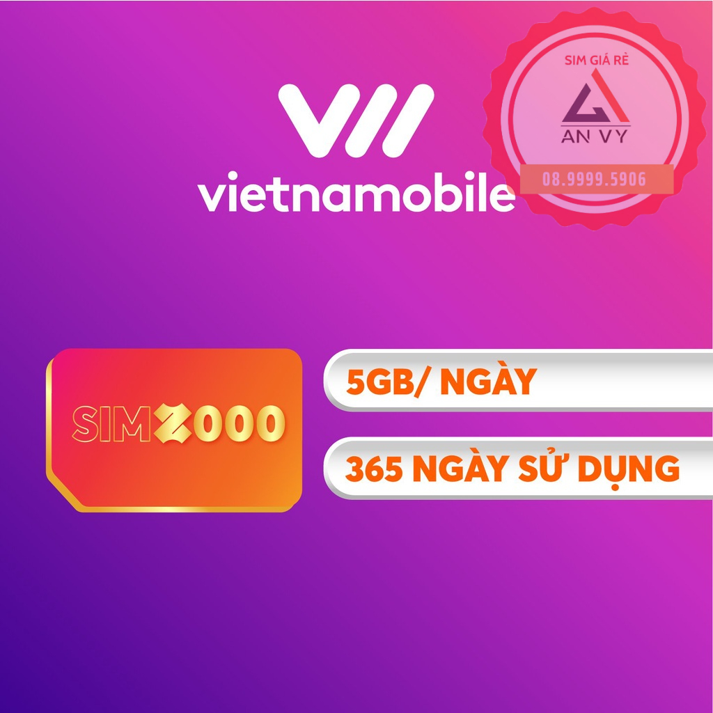 Sim vietnamobile data 4g vào mạng 1 năm không cần nạp tiền 5GB/Ngày 150 GB/tháng giá rẻ