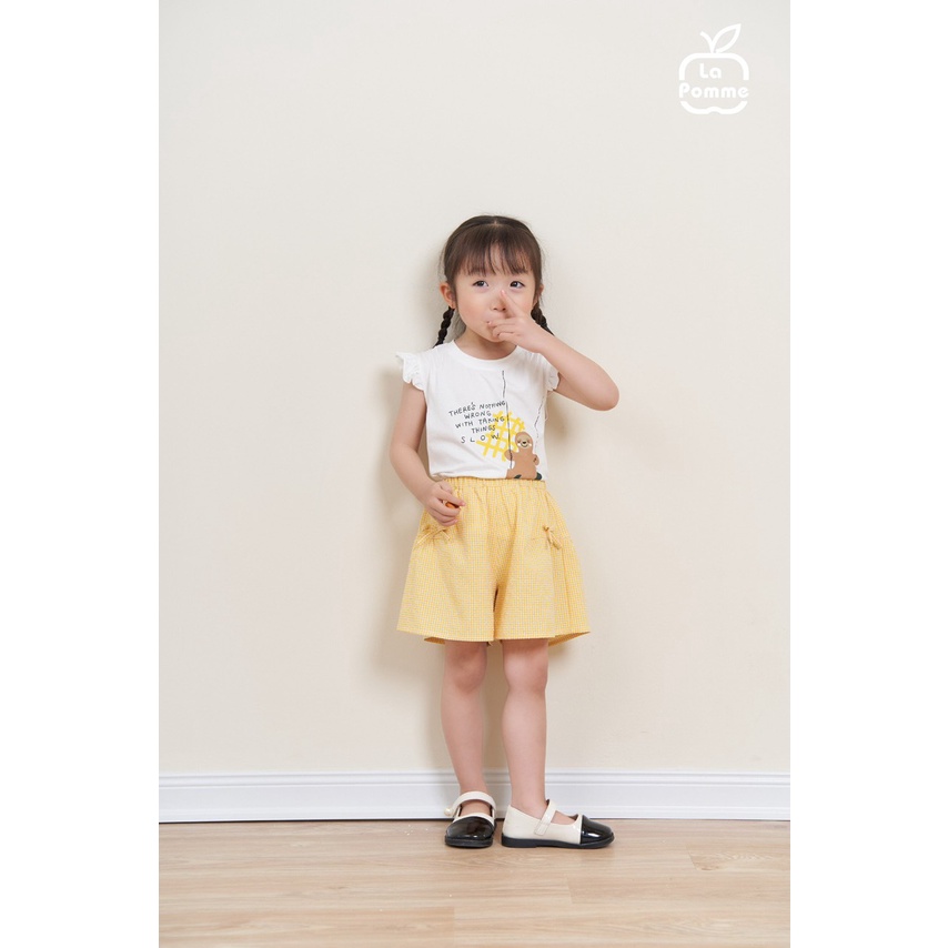 [CHÍNH HÃNG] Bộ cộc tay quần đùi caro họa tiết vui nhộn bé gái 12011 La Pomme