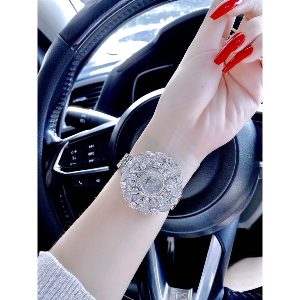 Đồng hồ đeo tay nữ chính hãng, đồng hồ nữ GULENA đính kim cương nhân tạo cao cấp, mặt hoa siêu sang chảnh, mẫu hot nhất