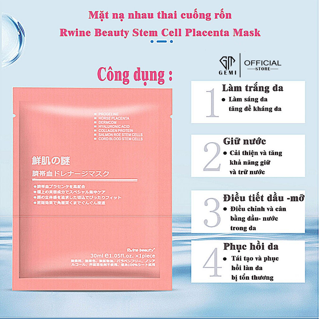 Mặt Nạ Nhau Thai Cừu 💞𝑭𝒓𝒆𝒆𝒔𝒉𝒊𝒑💖 Mask Cuống Rốn Tế Bào Gốc Nhật Bản Rwine Beauty Mặt Nạ Dưỡng Trắng Da - Cấp Ẩm -Thải Độc | BigBuy360 - bigbuy360.vn