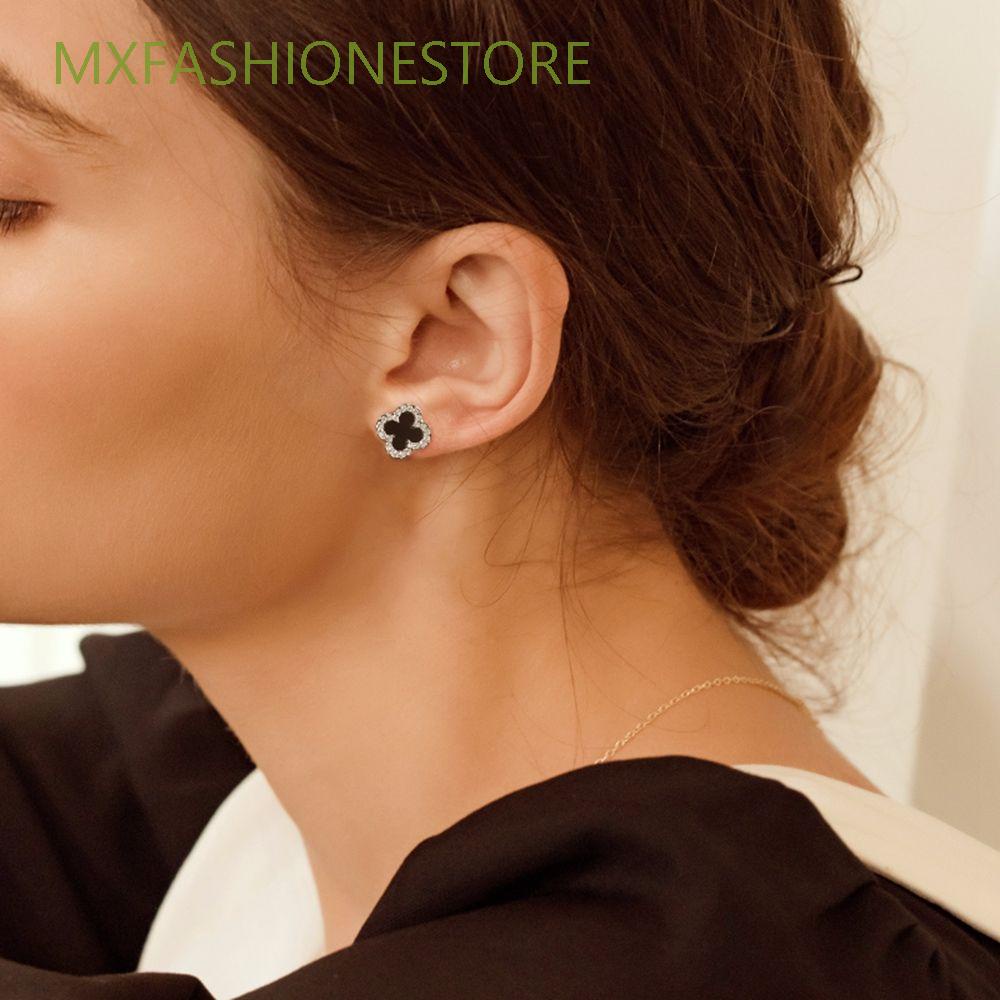 Bông Tai Hình Cỏ Bốn Lá Bằng Hợp Kim Đính Đá Nhiều Màu Sắc Phong Cách Cổ Điển Thời Trang Mùa Hè Cho Nữ