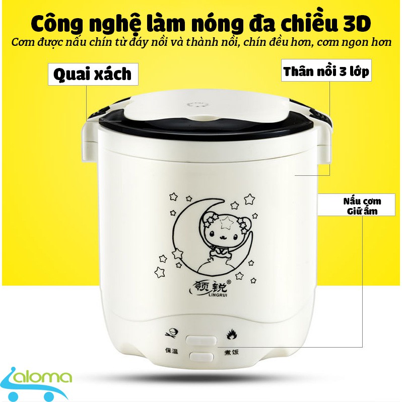 (BH 1 năm) Nồi cơm điện 1L mini Rice Cooker nấu cơm nấu cháo hâm nóng làm bánh - Tặng bộ thìa đũa Inox | BigBuy360 - bigbuy360.vn