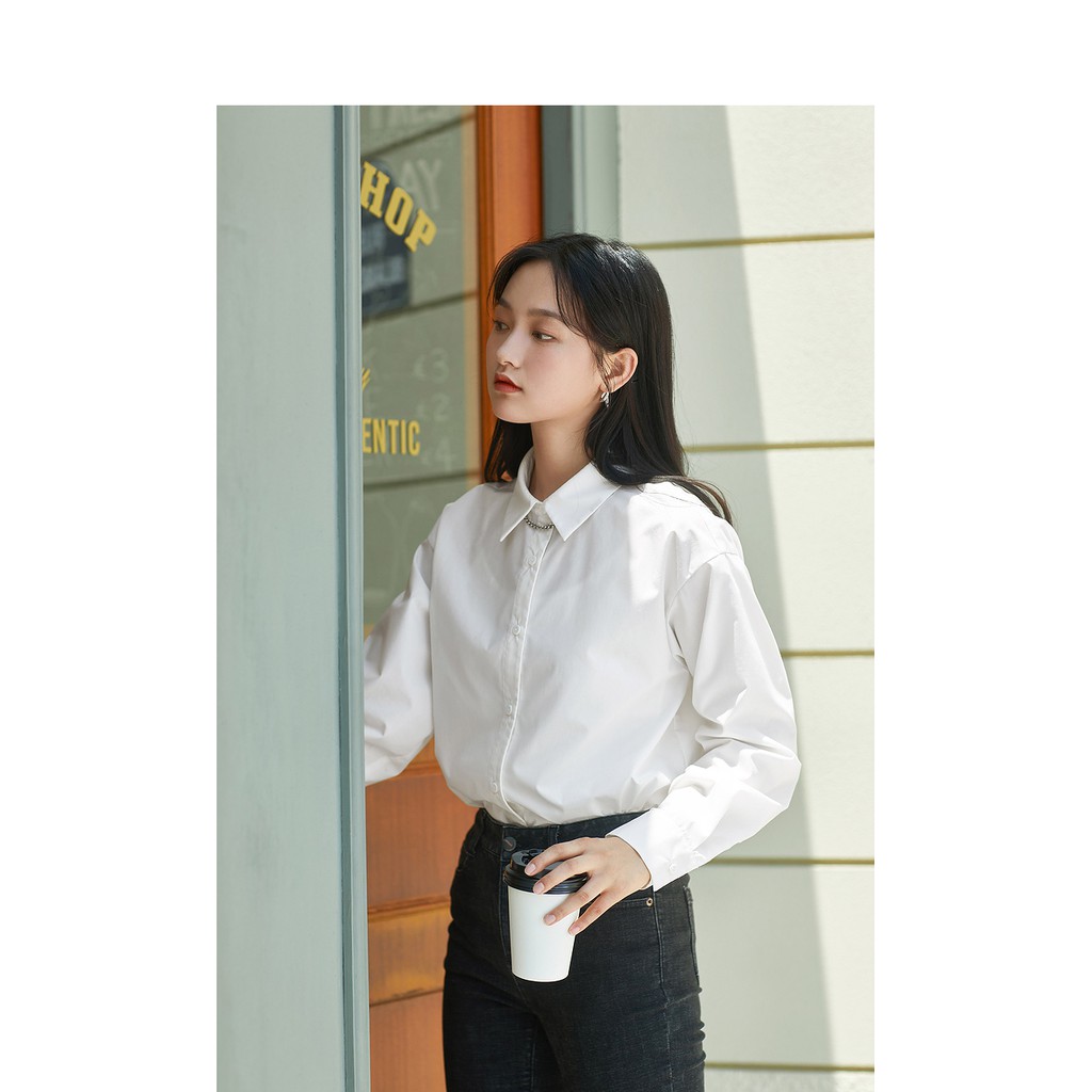Áo Sơ Mi Công Sở Nữ Cổ Đức Vai Chờm Thanh Lịch, Sơ Mi  Thô Màu Trắng Basic Quyên Fashion AA521