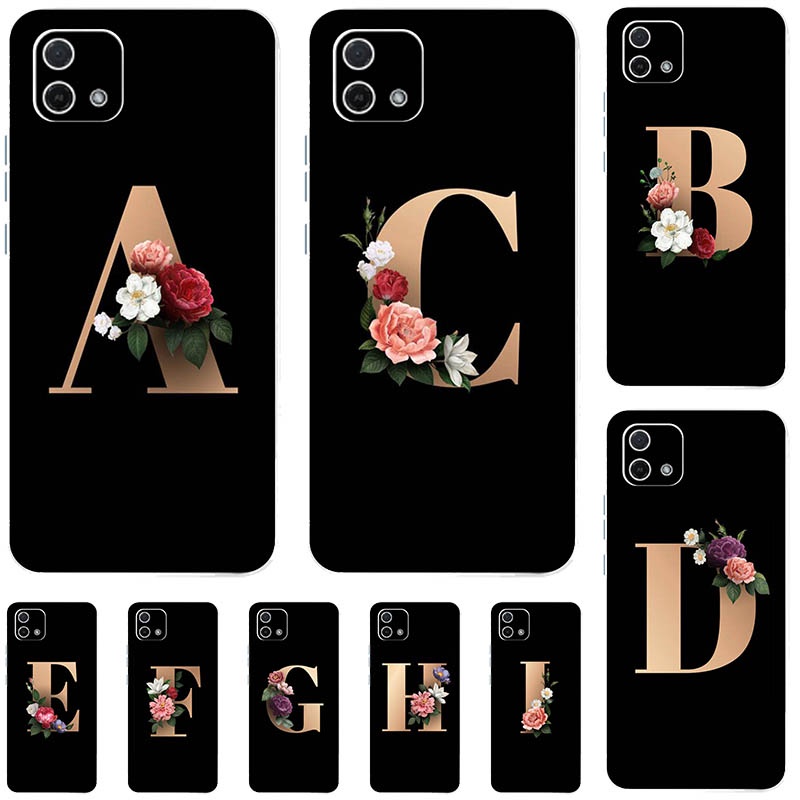 Ốp lưng điện thoại nhựa dẻo OPPO A16K 6.52" màu đen có chữ tiếng anh và hoa