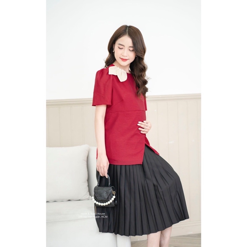 Chân váy bầu xếp li dáng dài thời trang