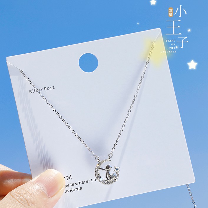 Silver 925 Beautiful Small Moon Necklace For Women