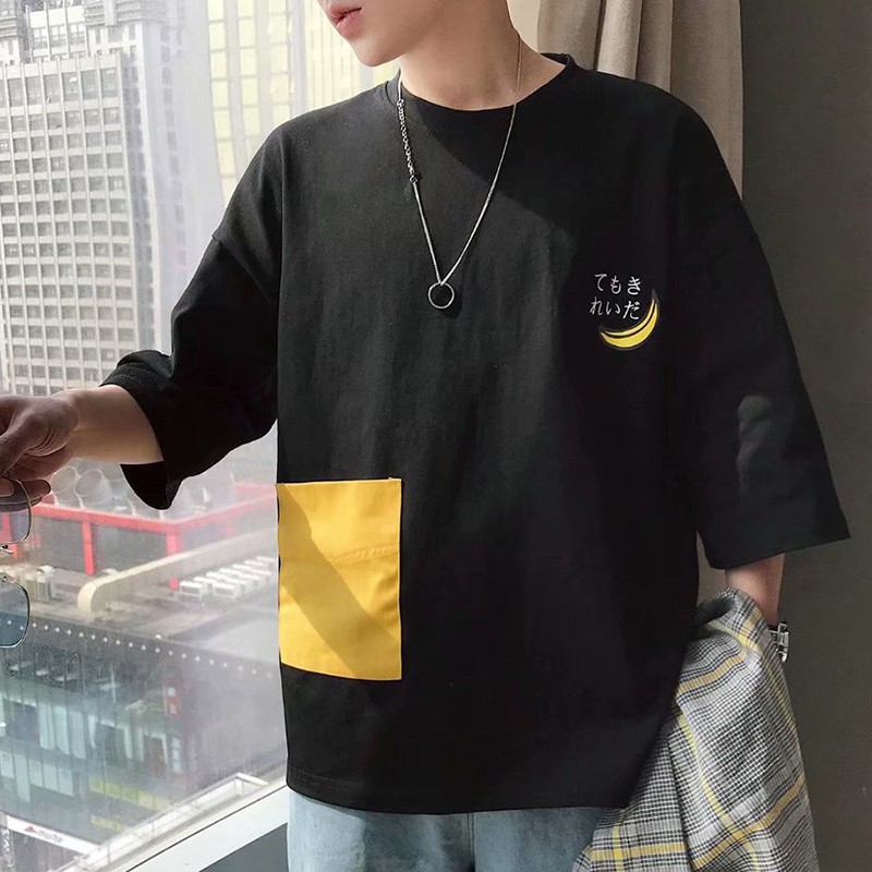 Men Round Collar Loose Cartoon Printed T-Shirt
