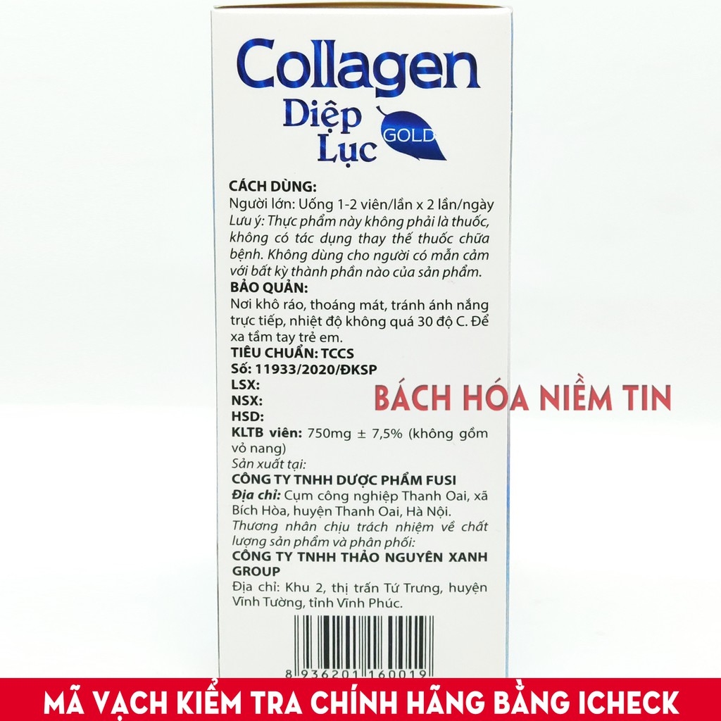 Viên uống Collagen Diệp Lục Gold (Cyan) đẹp da, bổ sung Vitamin E, Diệp Lục giảm thâm nám tàn nhang, ngừa nếp nhăn | BigBuy360 - bigbuy360.vn