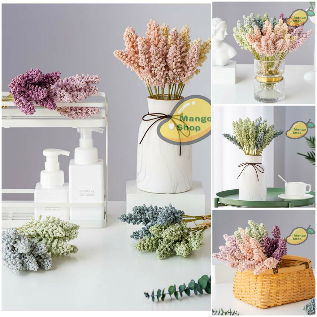 Chùm 6 cành hoa Lavender nhỏ siêu xinh decor trang trí chụp ảnh ( hoa giả hoa nhựa )