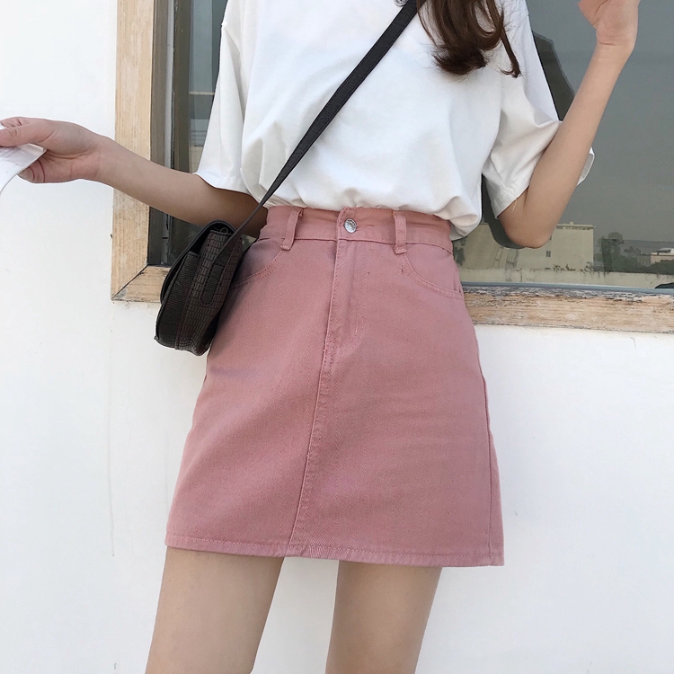 Váy denim chữ A lưng cao Xiaozhainv | BigBuy360 - bigbuy360.vn