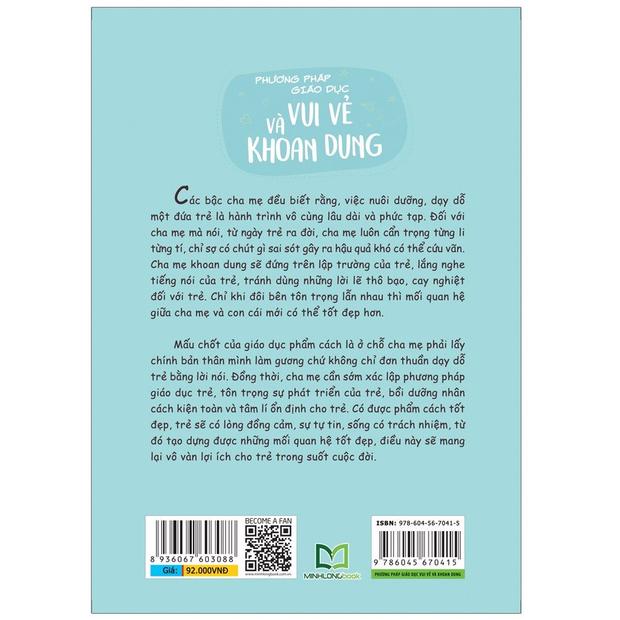 Sách - Phương pháp giáo dục vui vẻ và khoan dung - Cha mẹ giáo dục đúng cách, trẻ hưởng lợi cả đời - ML-MBE03-92k