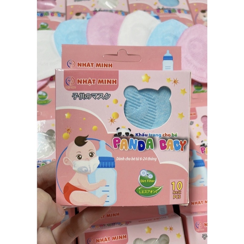 Khẩu trang cho bé Panda Kids 3 lớp kháng khuẩn hàng chất đẹp loại 1 - Chính hãng 1 hộp 10 chiếc