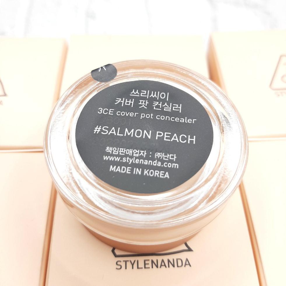 [Hàng có sẵn] Kem che khuyết điểm 3CE Cover Pot Concealer 6g - Tone Salmon Peach ( Có Bill)