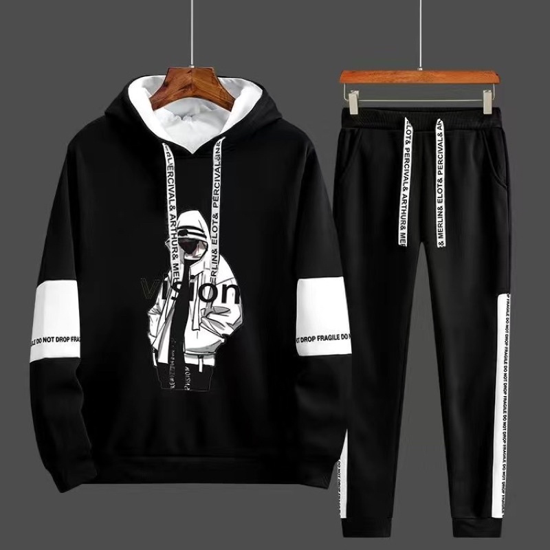 Set Áo Hoodie Tay Dài Và Quần Dài In Họa Tiết Anime One Piece Phong Cách Nhật Bản Cho Nam