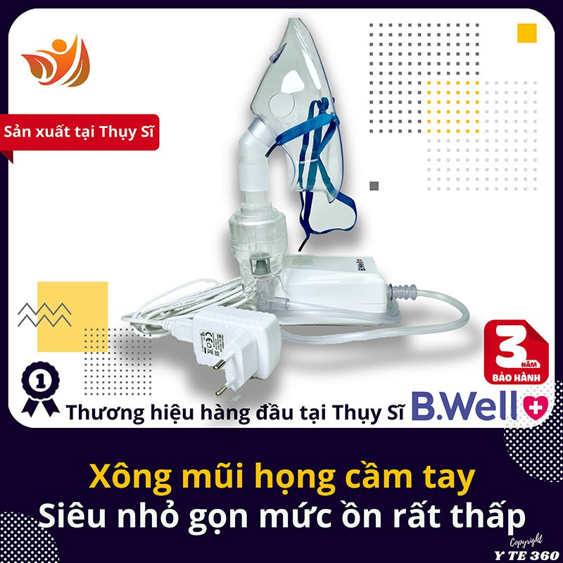 Máy khí dung xông mũi họng cầm tay cho bé và người lớn b.well med 120 - bwell y tế 360