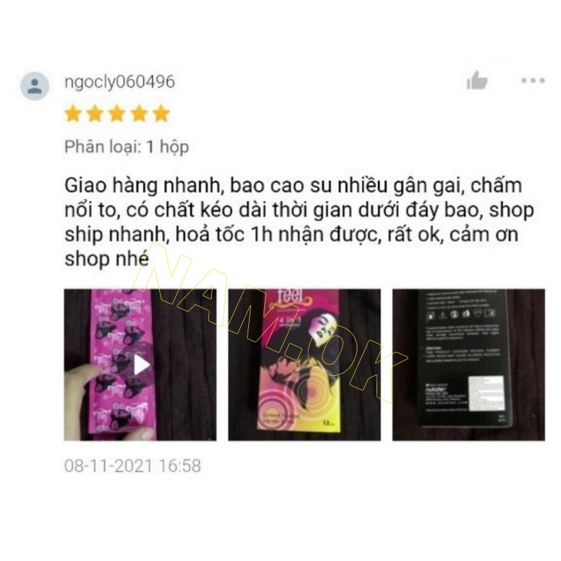 Bao Cao Su Feel 4 trong 1 Kéo Dài Thời Gian, BCS Gân Gai Lớn Tăng Khoái Cảm, Hộp 12 BCS